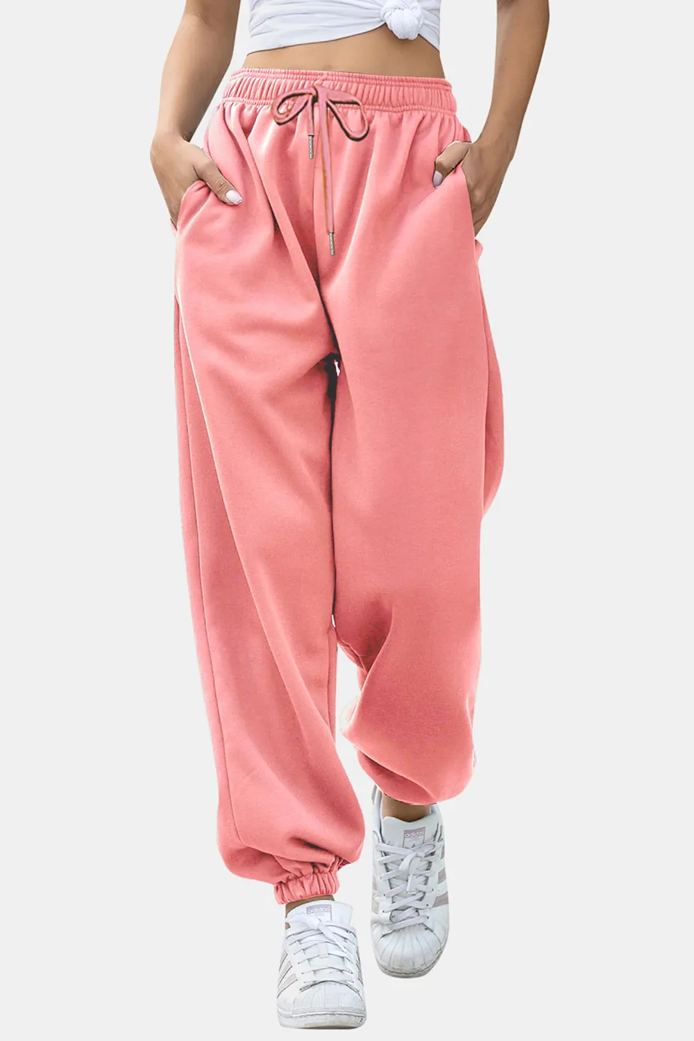Elastic Waist Joggers with Pockets, image 8