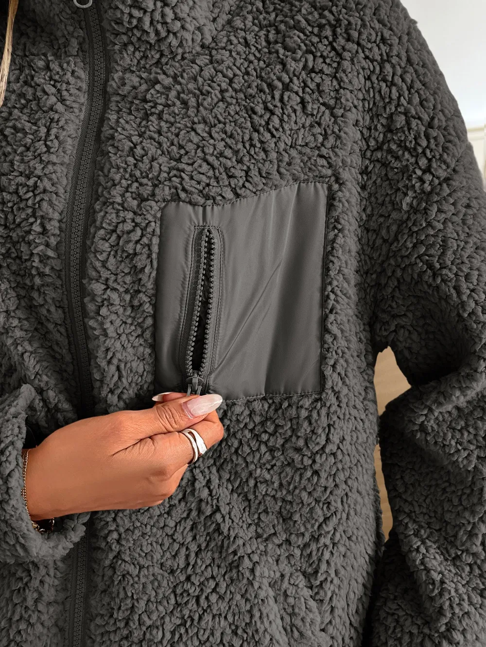 Zip Up Long Sleeve Fuzzy Jacket, image 20
