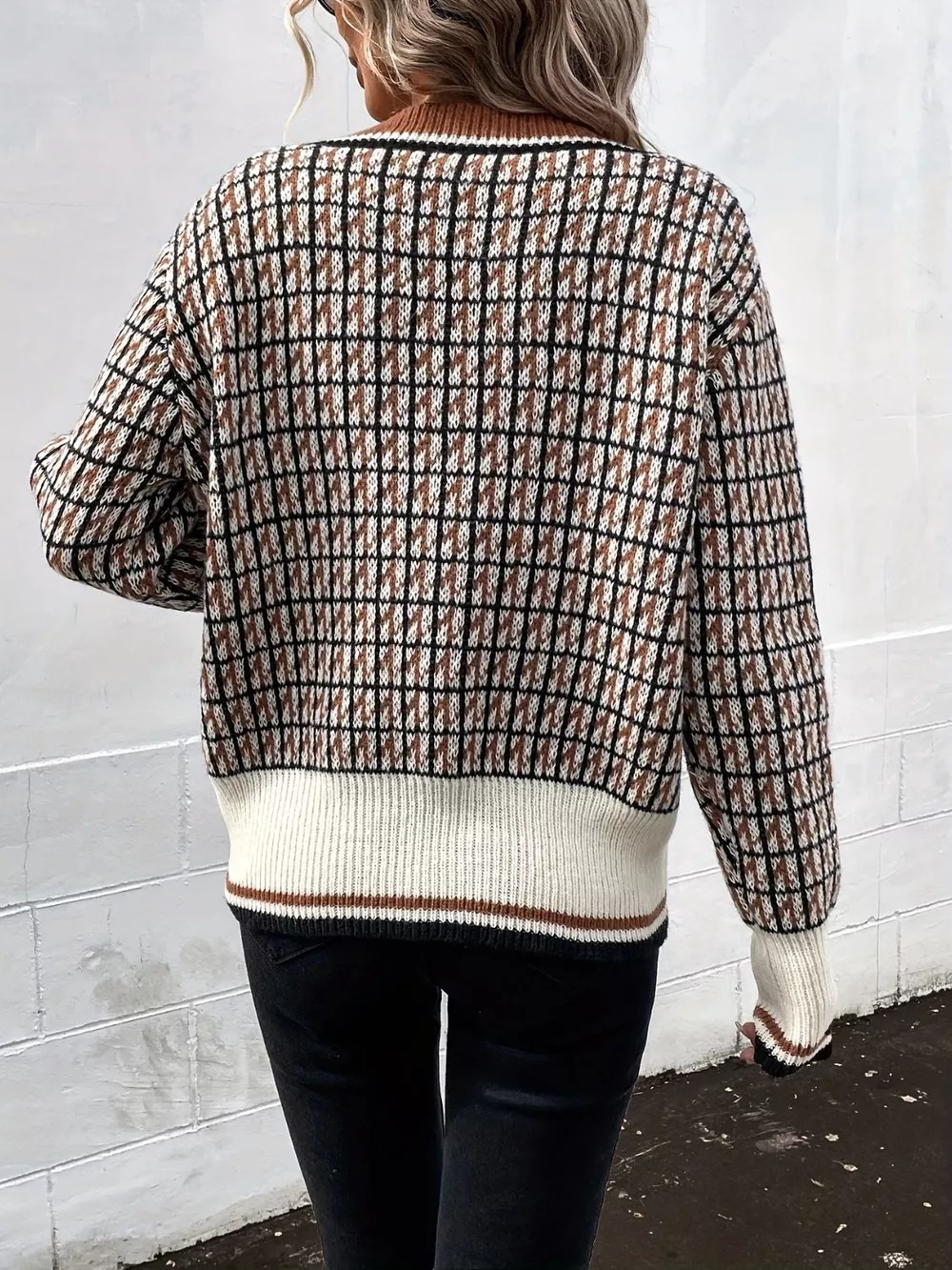 Plaid V-Neck Button Up Cardigan, image 2