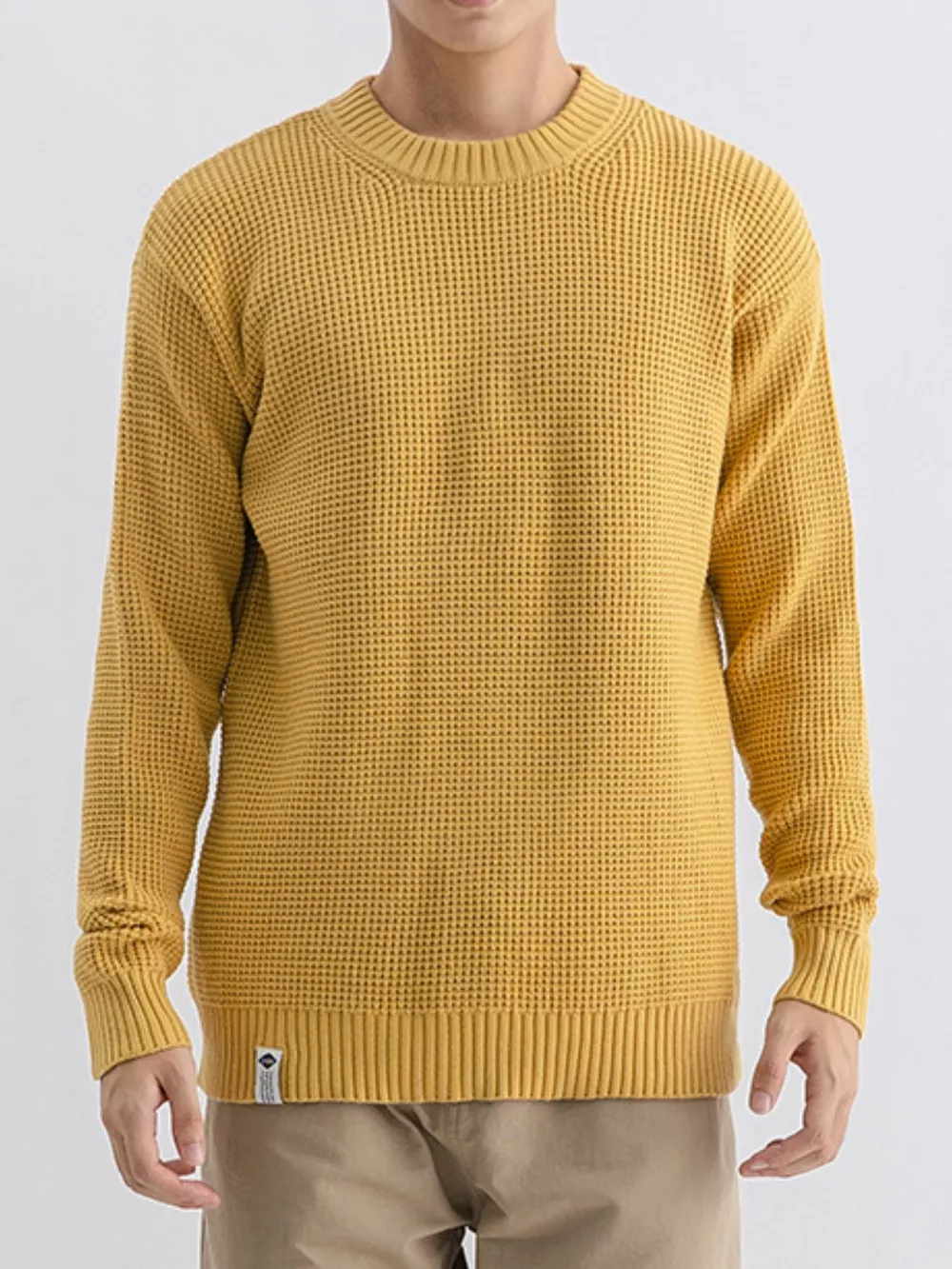 Men's Plus Size Waffle Knit Crew Neck Sweater, image 8