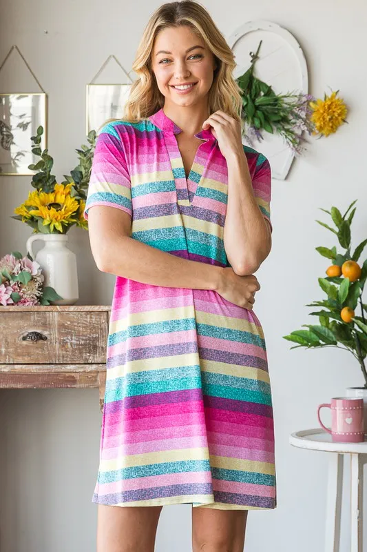 Full Size Striped Short Sleeve Mini Tee Dress Plus Size, image 4