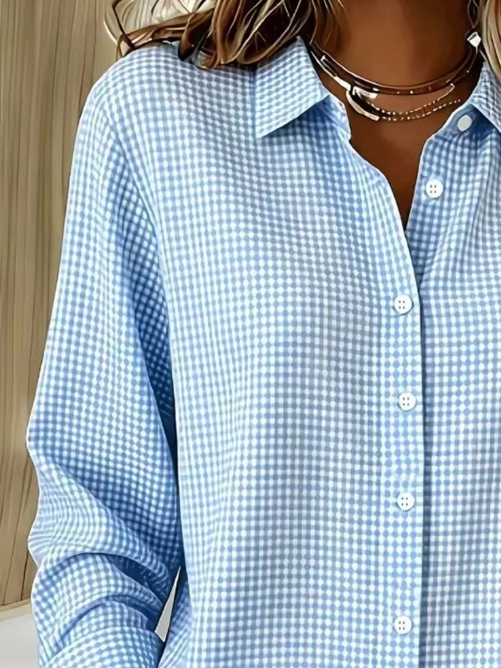 Full Size Plaid Button Up Long Sleeve Shirt Plus Size, image 4