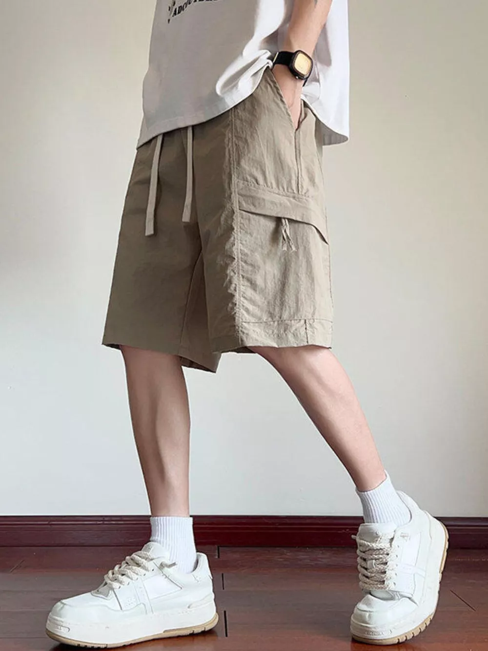 Men's Plus Size Cargo Shorts with Drawstring, image 3