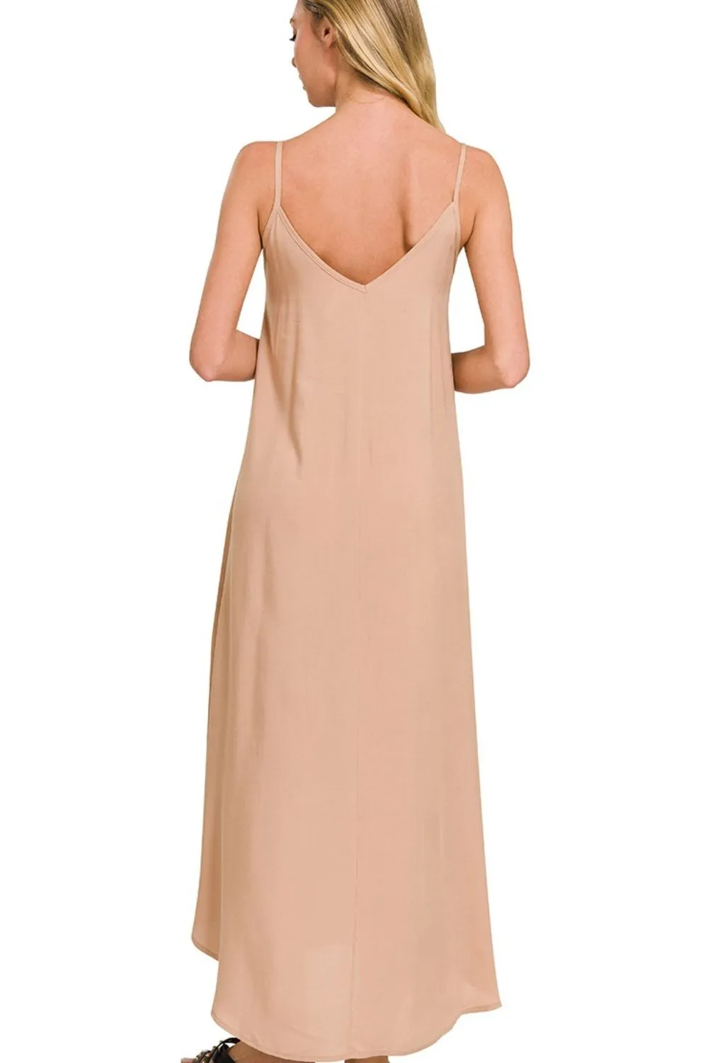 Woven Arc Hem Cami Dress With Flowy Pockets, image 2