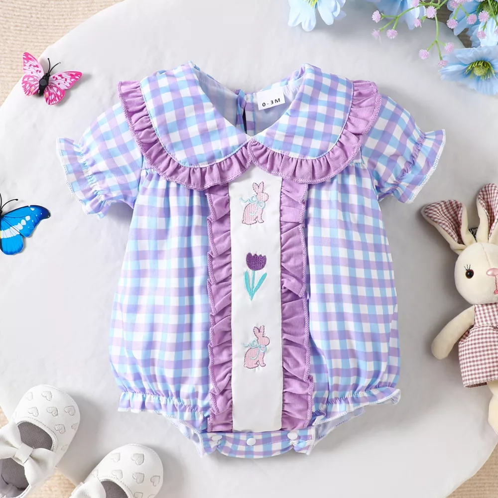 Children's Ruffle Trim Short Sleeve One-Piece, image 12