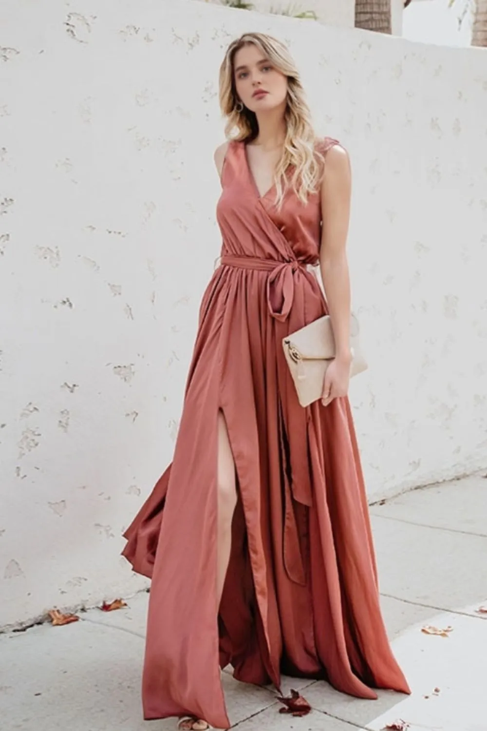 Surplice Tie Waist Maxi Dress, image 9