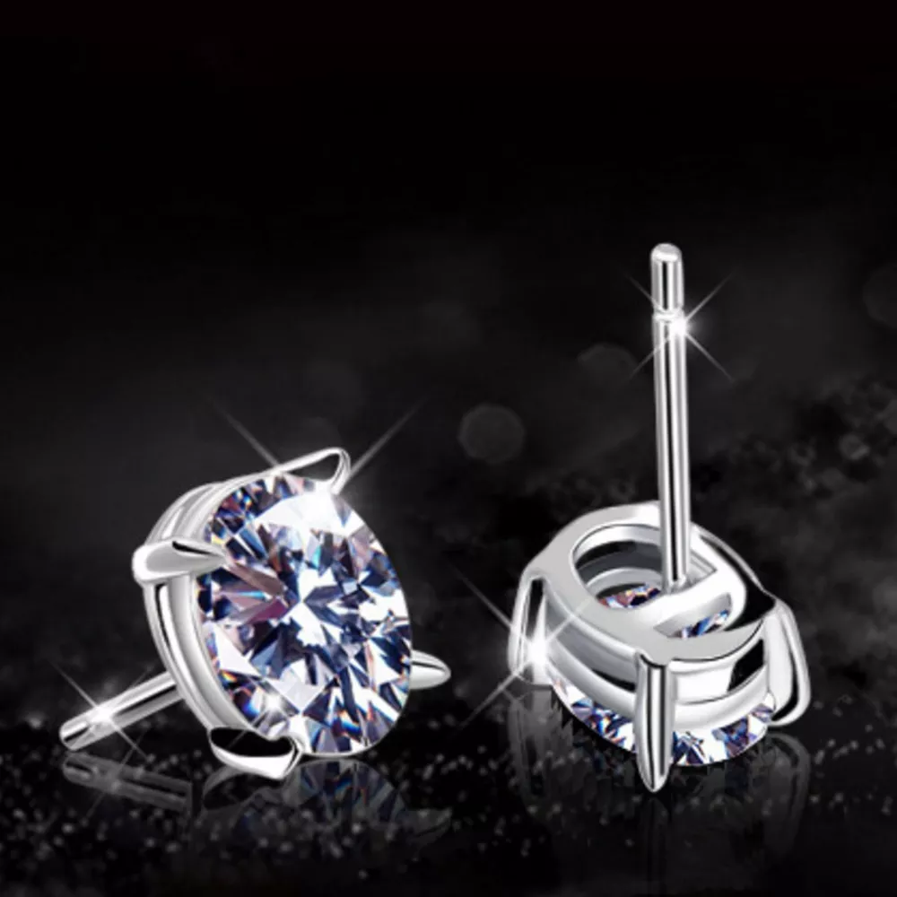 1 Carat Moissanite 925 Sterling Silver Stud Earrings, image 3