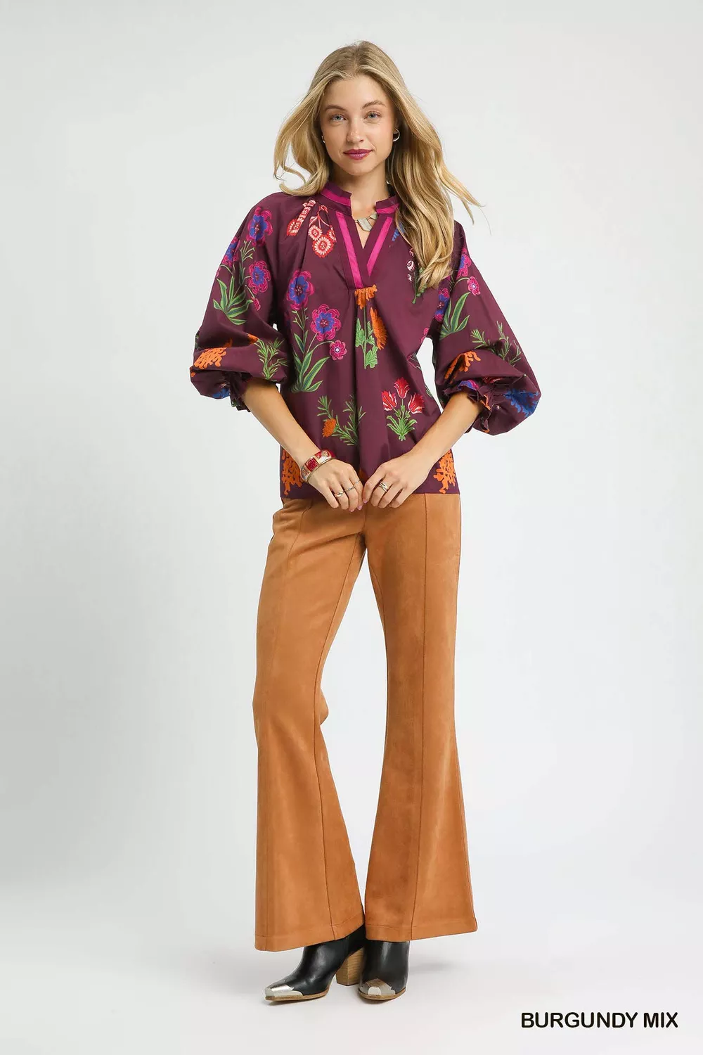 Floral Print Flounce Sleeve Blouse, image 4