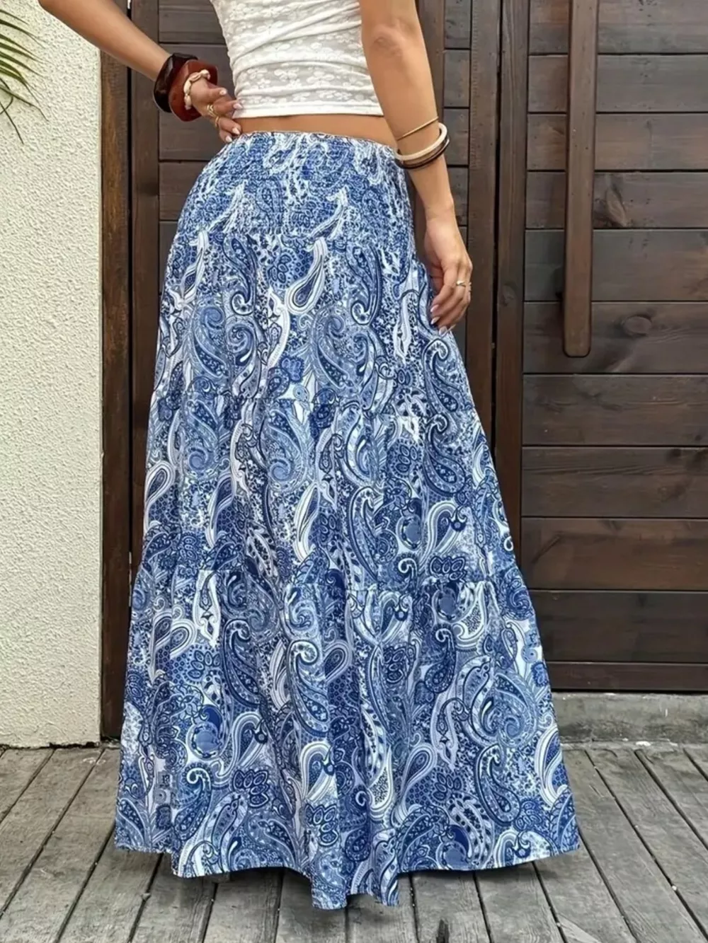Paisley Print Maxi Skirt, image 13
