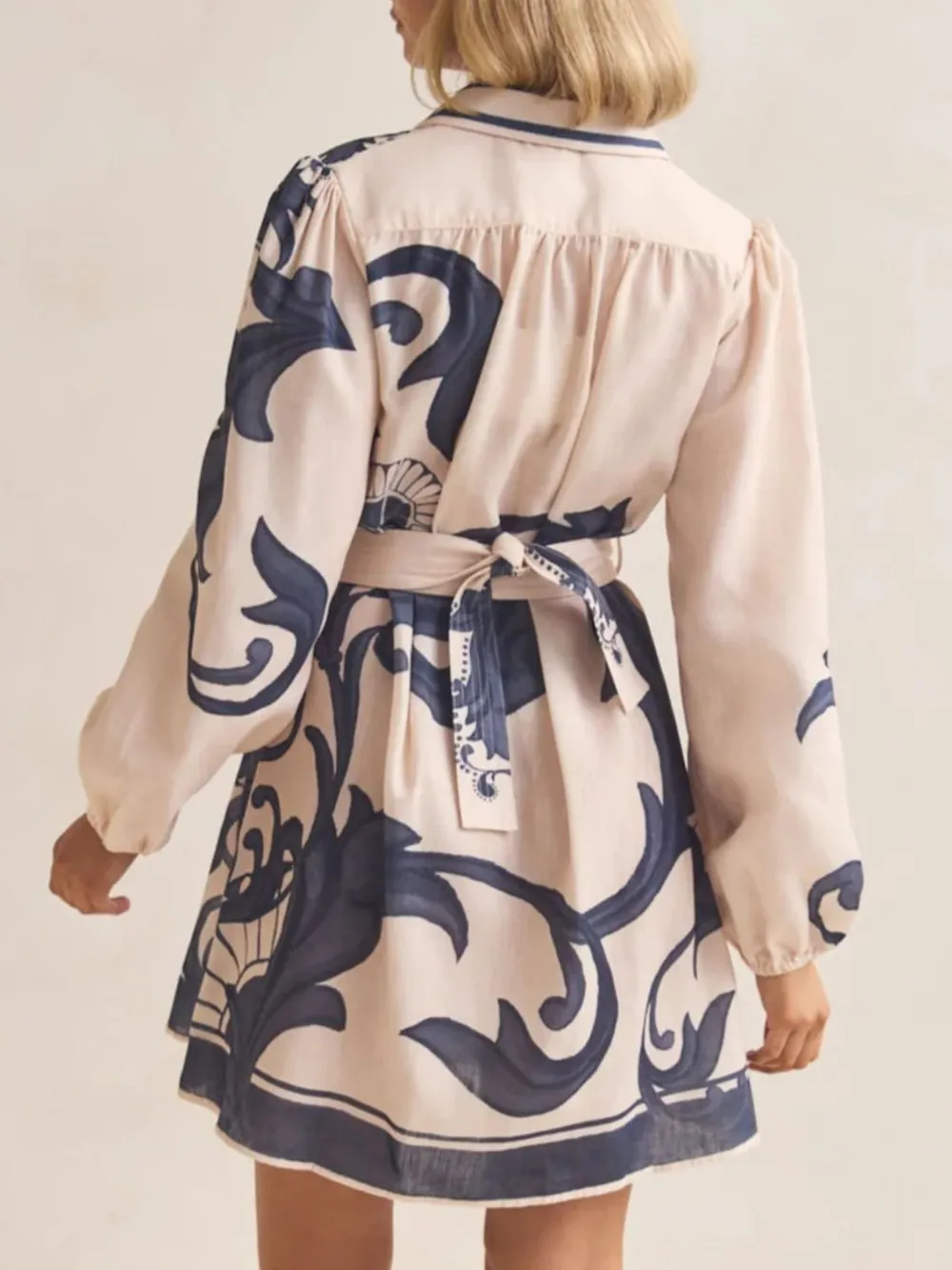 Printed Long Sleeve Shirt Dress, image 15