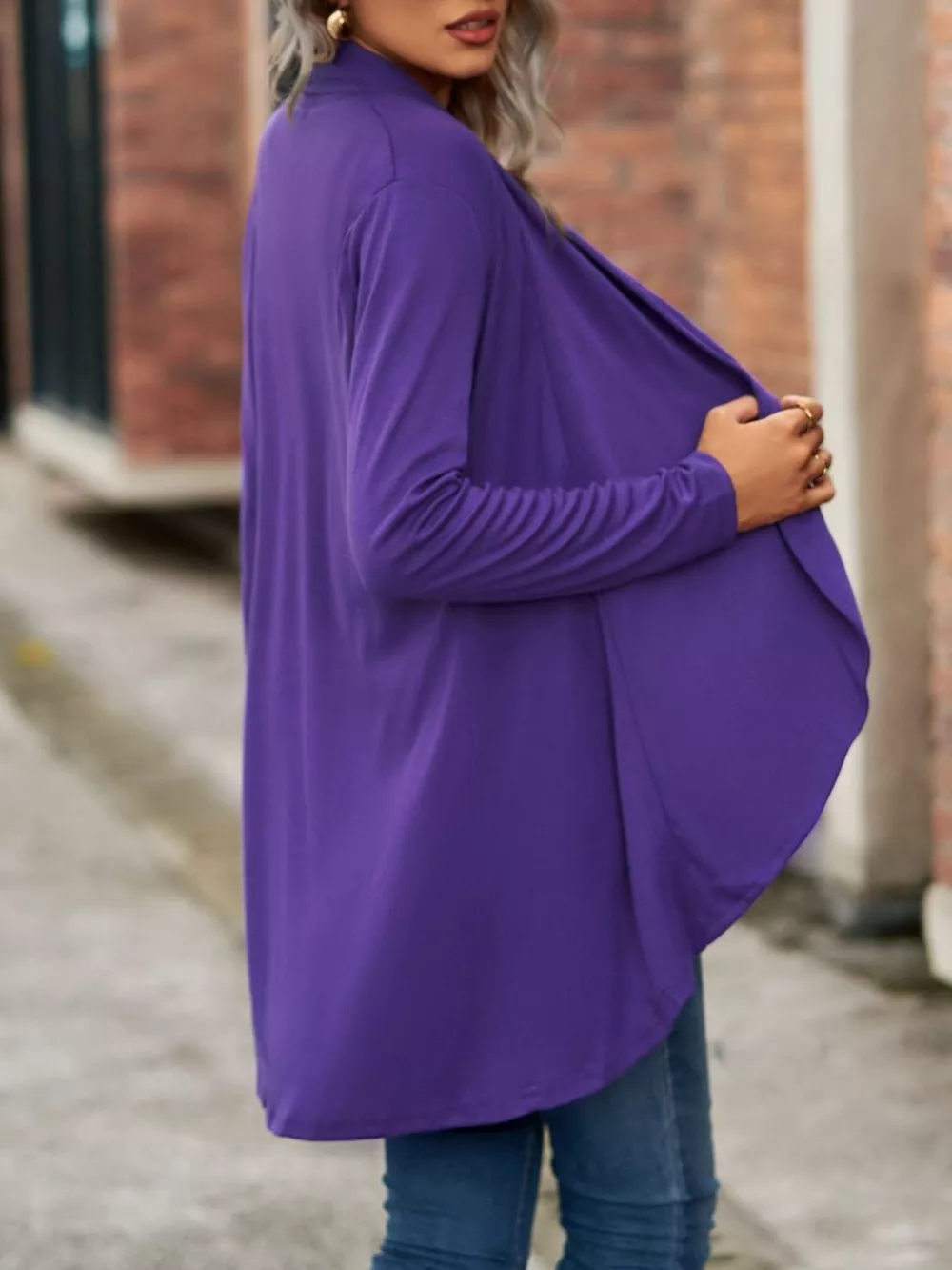 Open-Front Dropped Shoulder Cardigan, image 5
