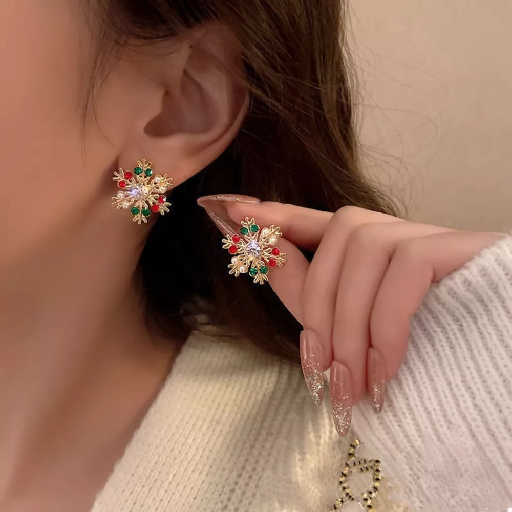 18K Gold-Plated Snowflake Stud Earrings, image 4