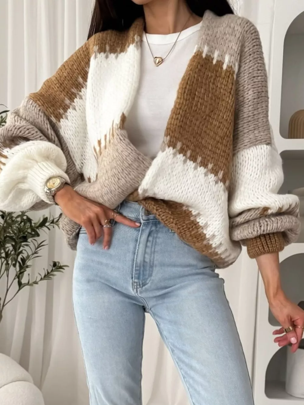 Color Block Open Front Cardigan, image 13
