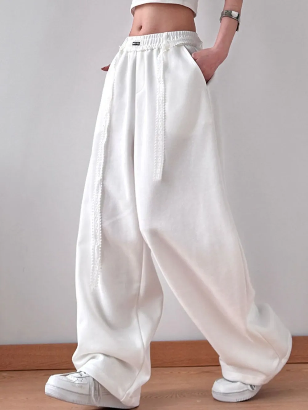 Elastic Waist Wide Leg Pants, image 4