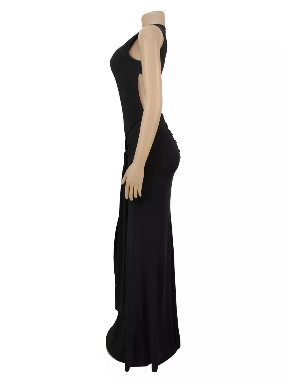 Sleeveless Bodycon Maxi Dress with Gold Buckle Detail, image 5