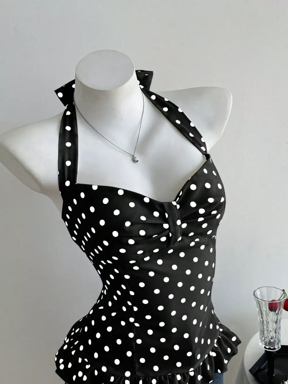 Polka Dot Halter Neck Cami, image 2
