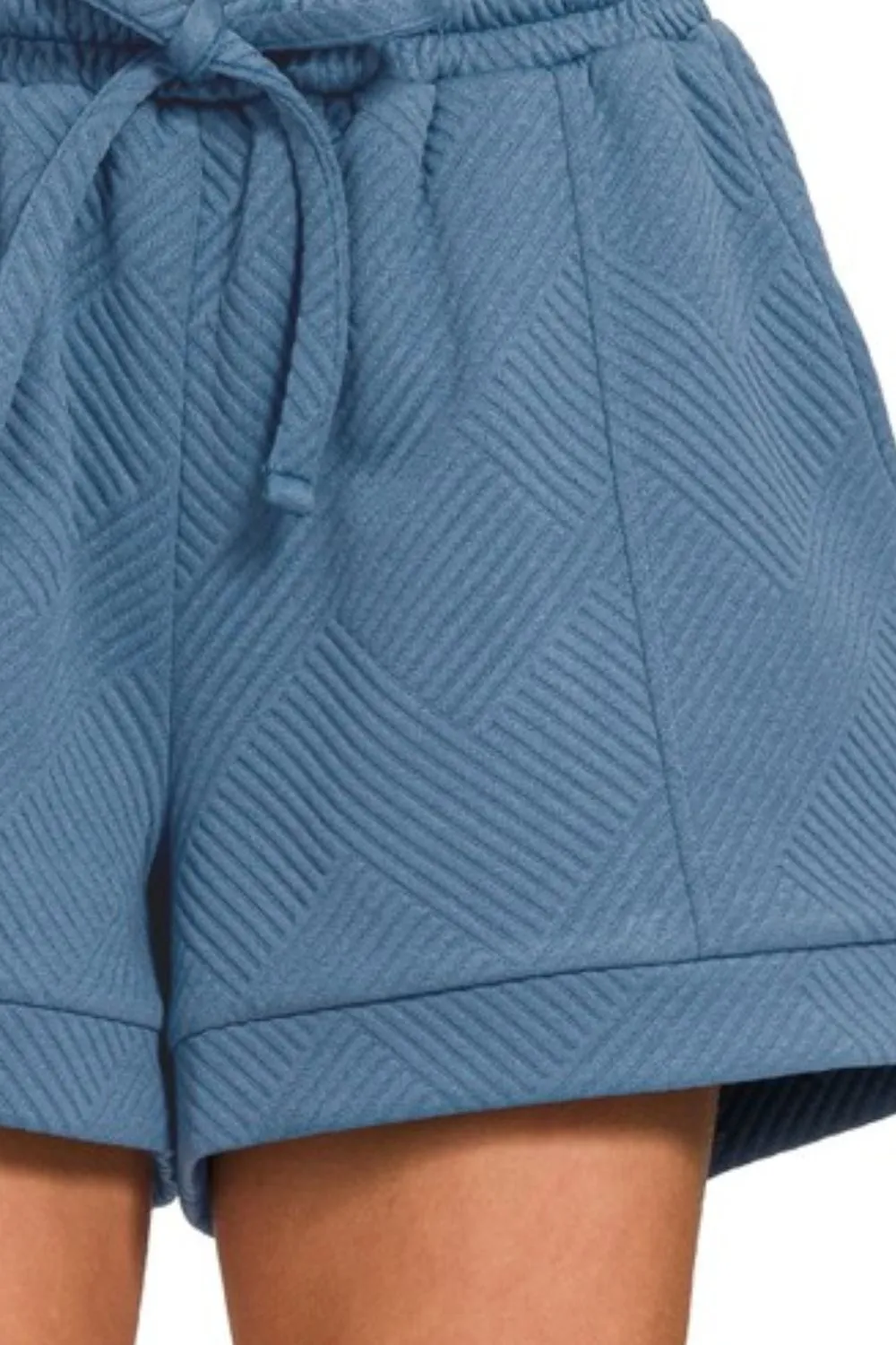 Textured Knit Jacquard Drawstring Shorts, image 2