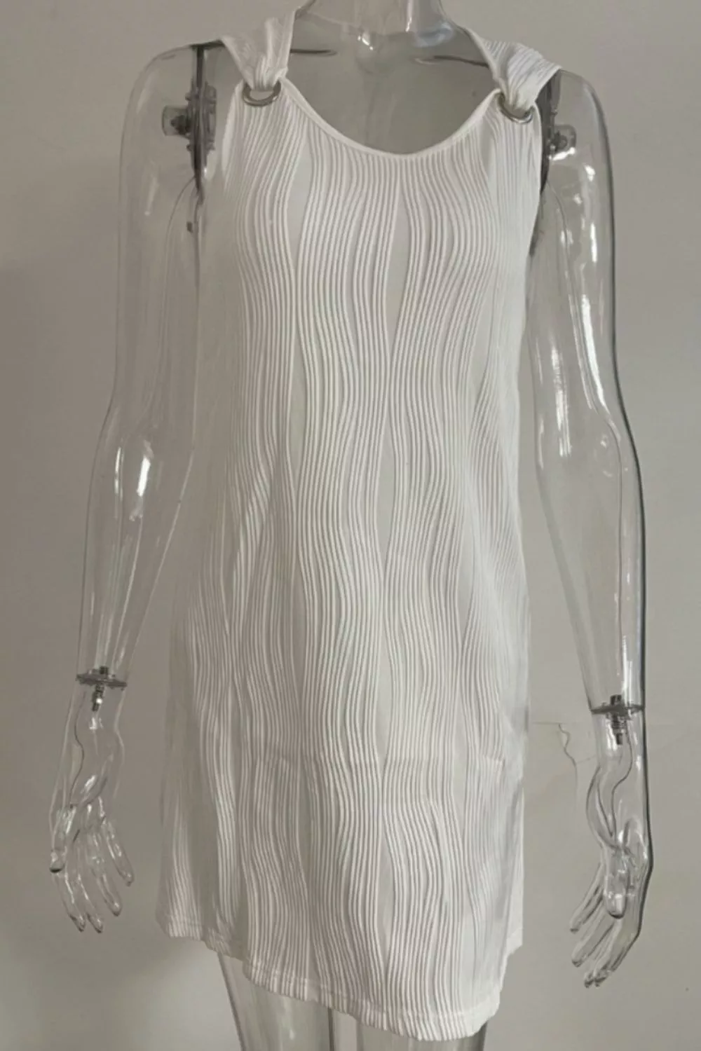 Sleeveless Textured Casual Mini Dress, image 5