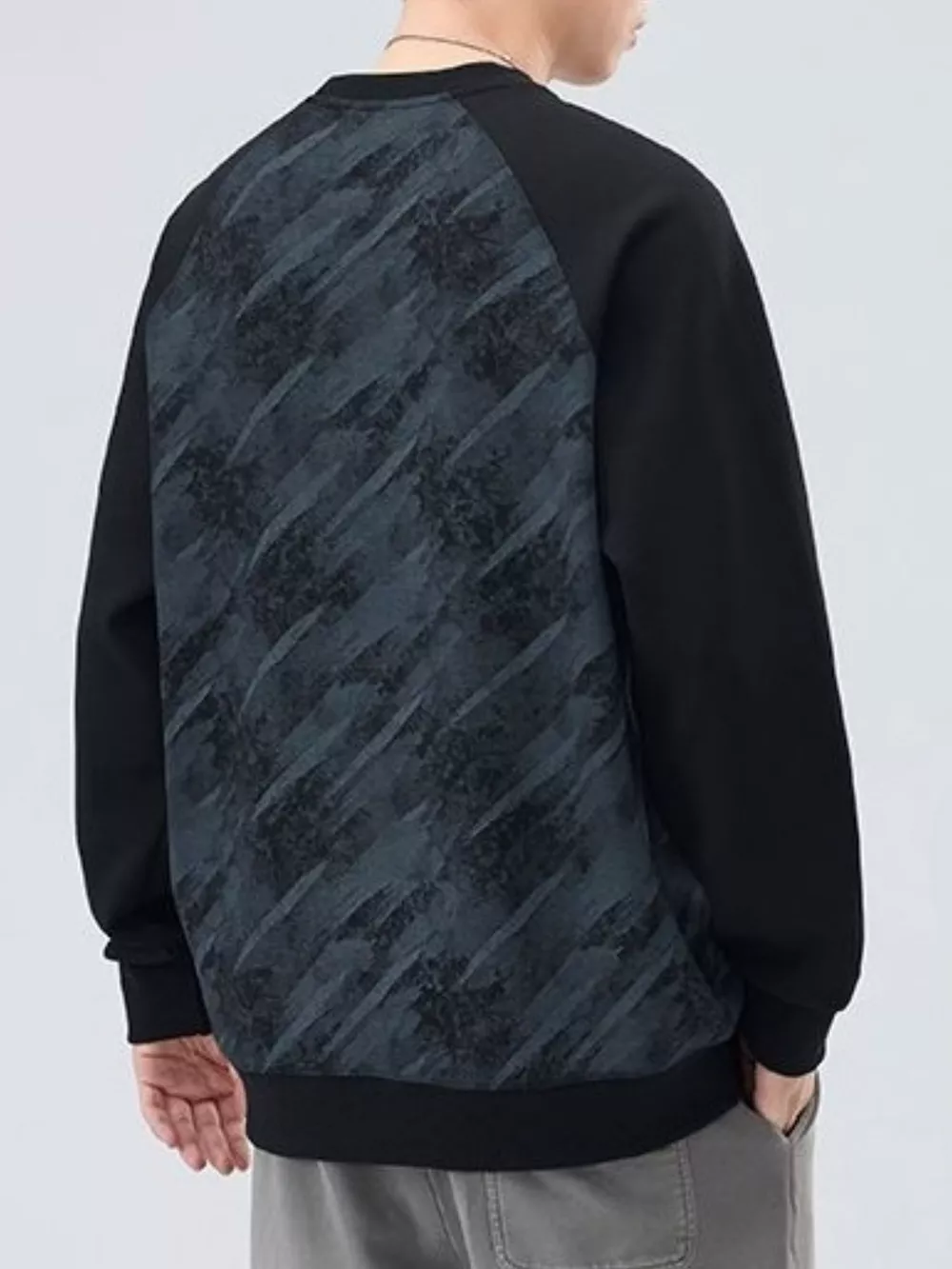 Men's Plus Size Round Neck Raglan Sleeve Sweatshirt, image 6