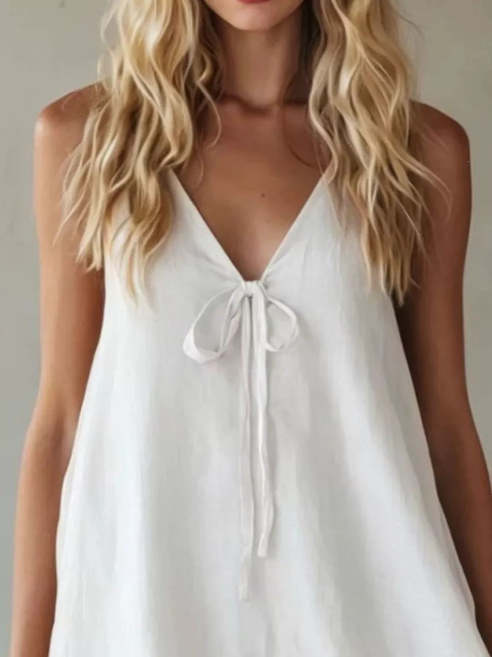 V-Neck Tie Front Ruffle Hem Mini Dress, image 7