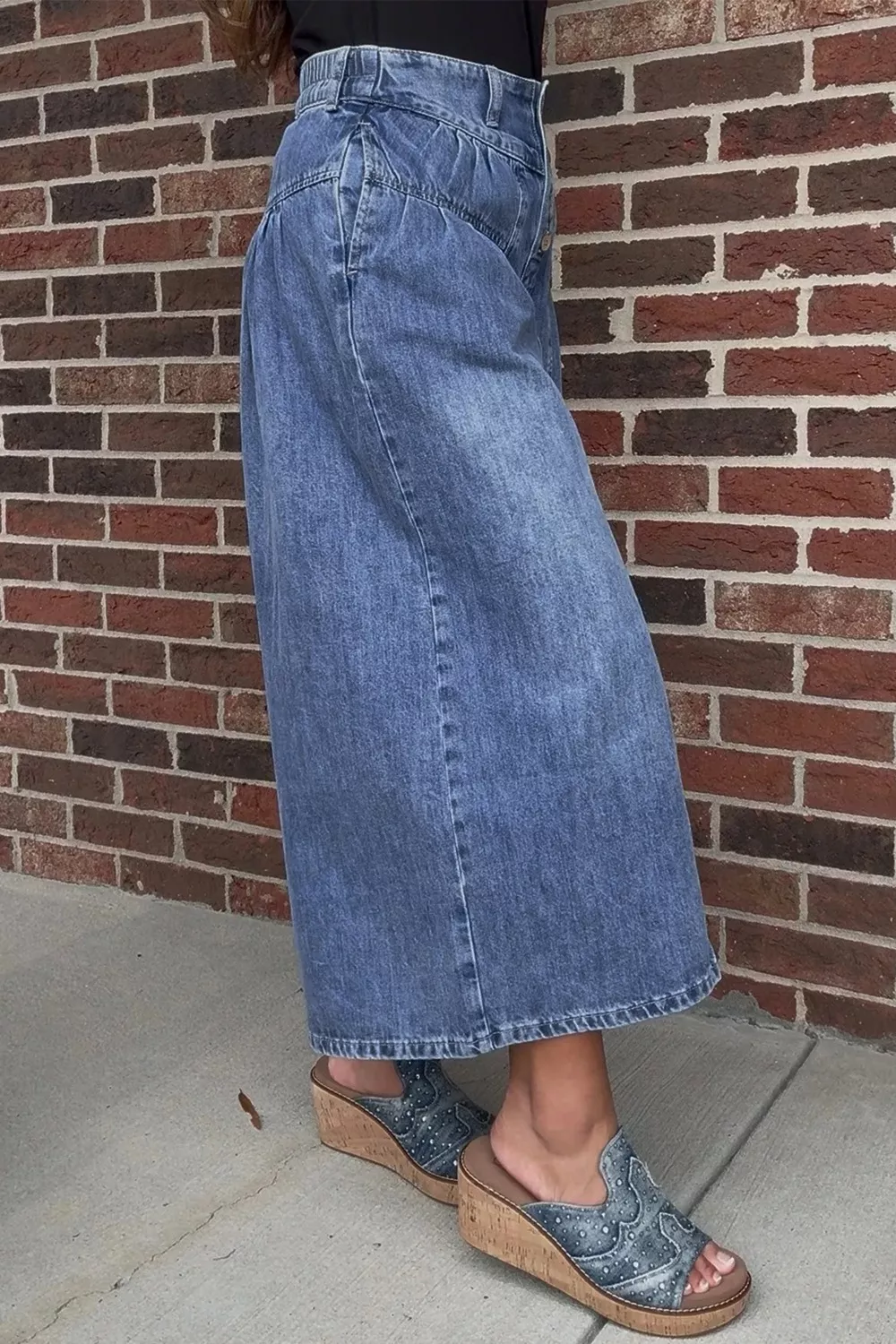 High-Waisted Wide Leg Button-Fly Jeans, image 8