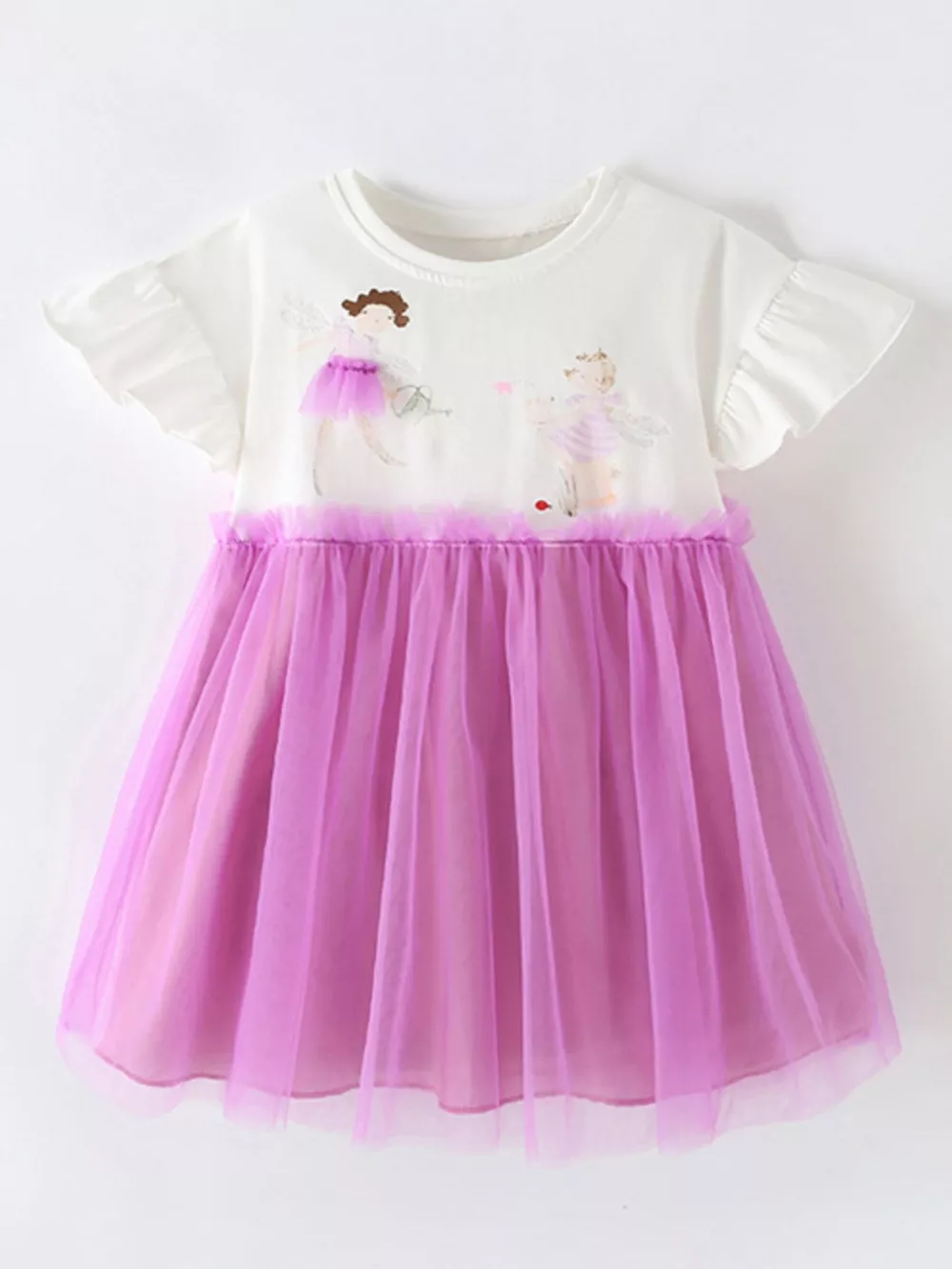 Children's Cute Cartoon Graphic Tulle Dress