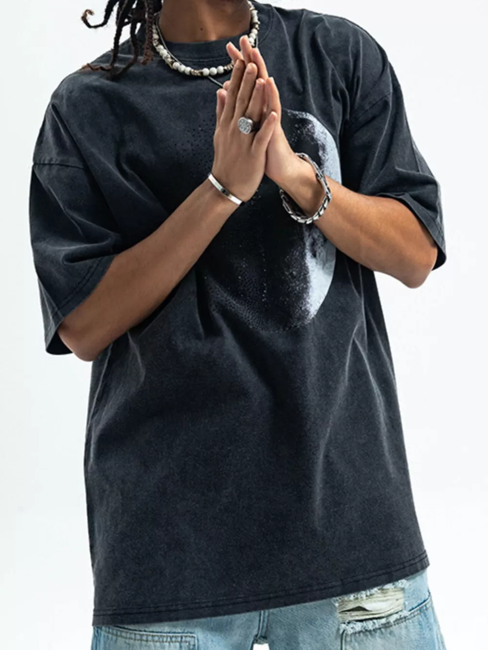 Men's Moon Round Neck Half Sleeve T-Shirt, image 2