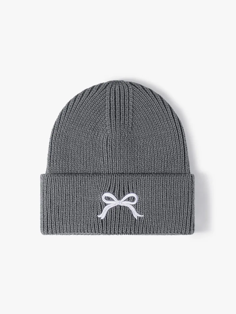 Embroidered Bow Knit Hat, image 4