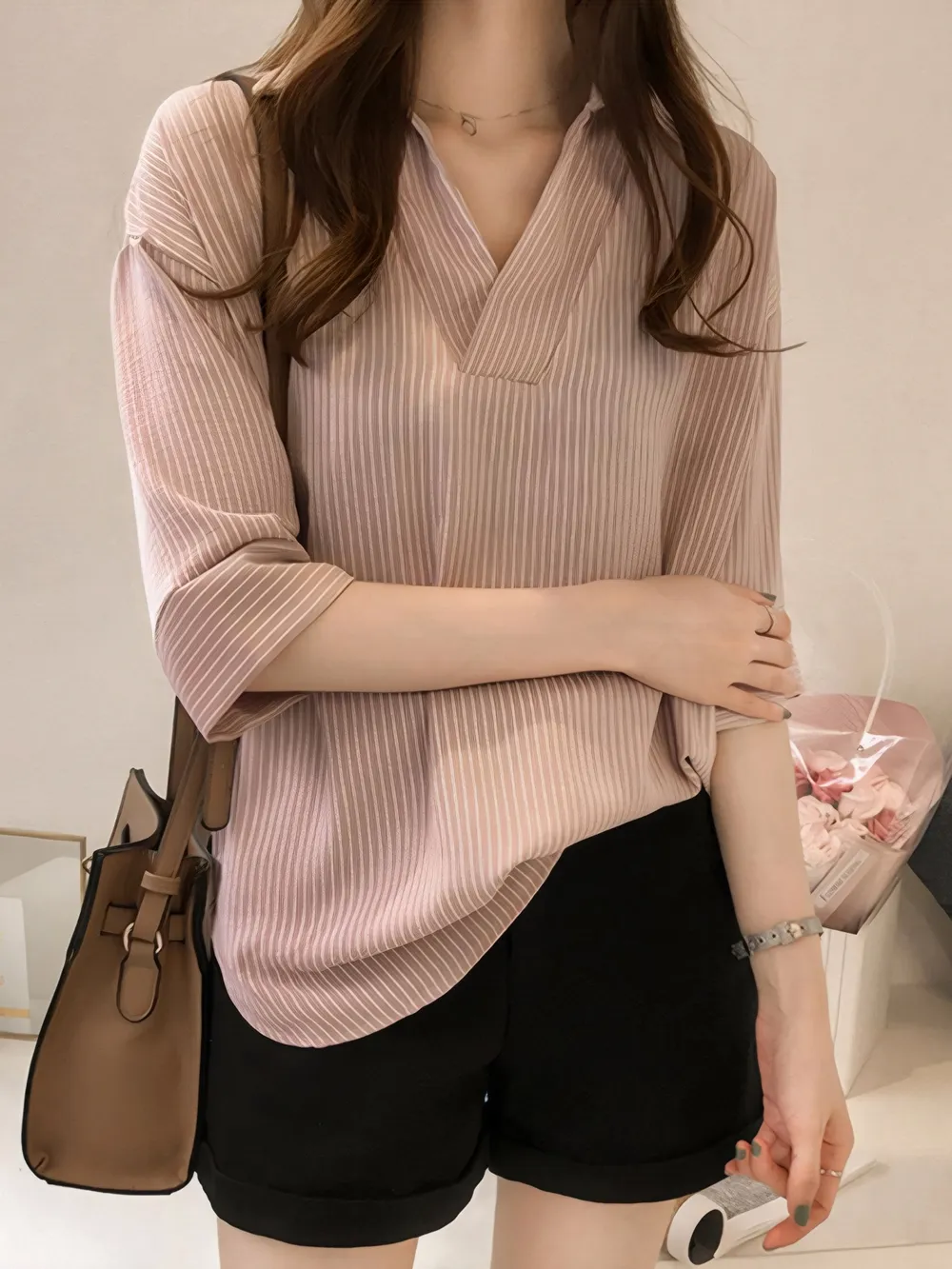 Striped Collared Neck Shirt, image 8