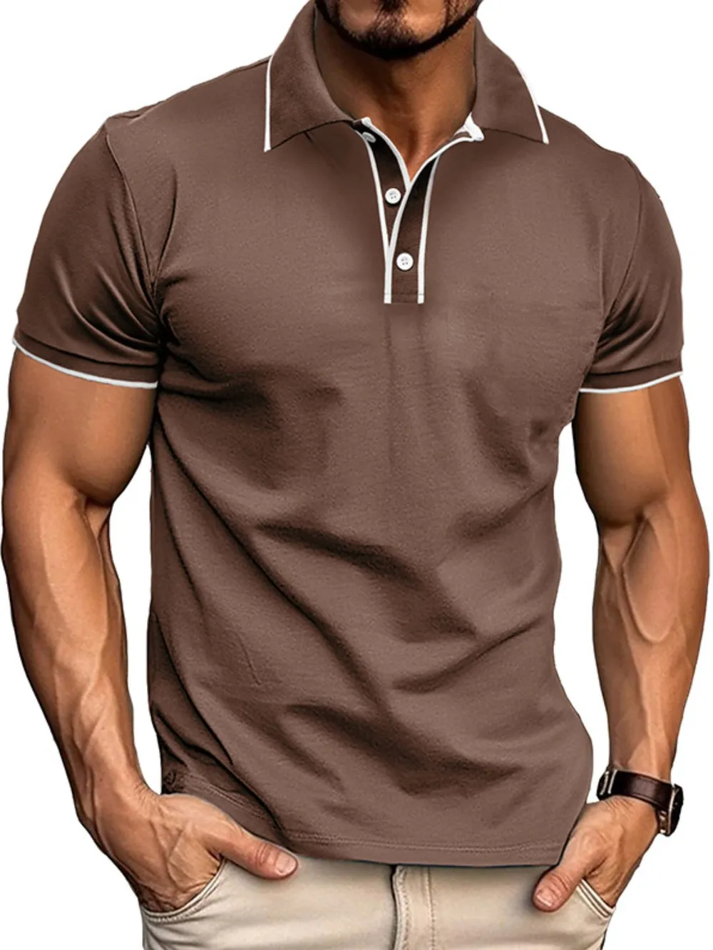 Men's Slim Fit Polo Shirt with Contrast Trim, image 9