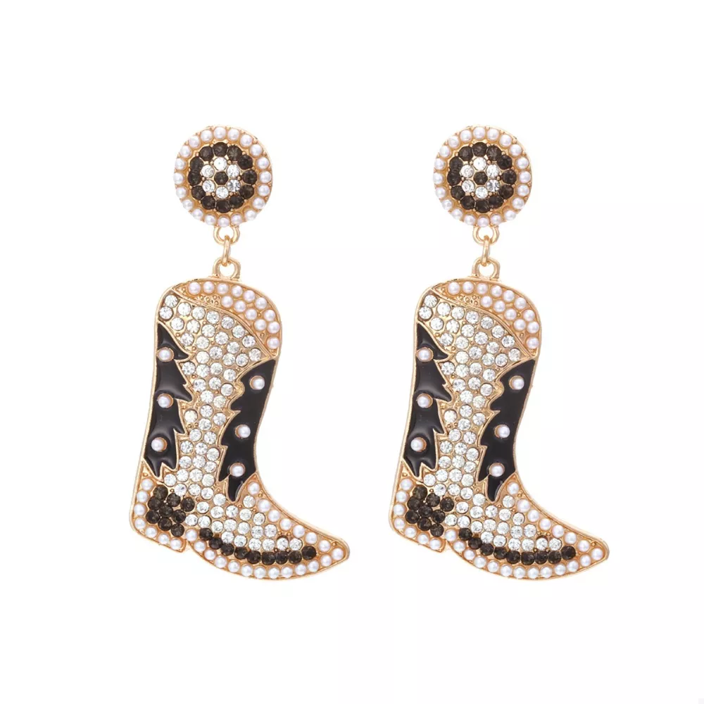 Rhinestone Cowboy Boot Dangle Earrings, image 8
