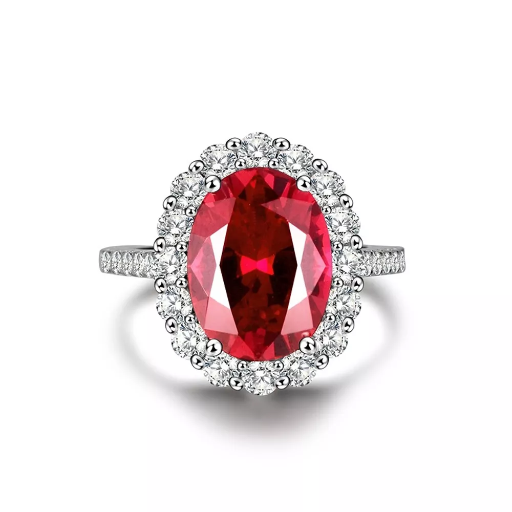 925 Sterling Silver Ring with Oval Diamond Accents, image 9