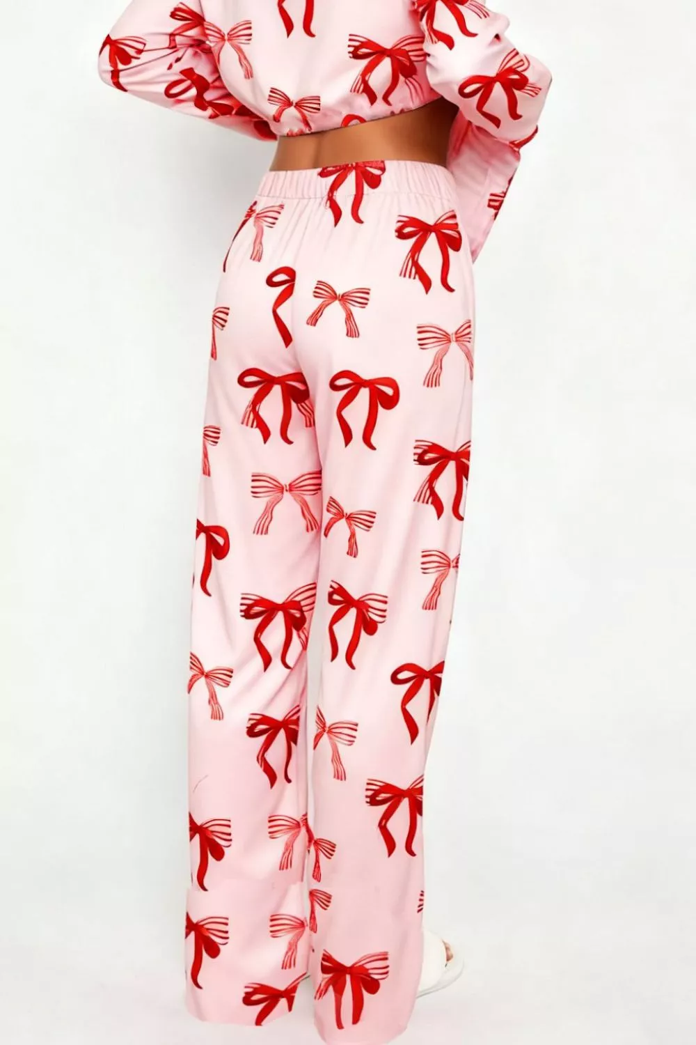 Bow Print Top and Wide Leg Pants Lounge Set, image 10