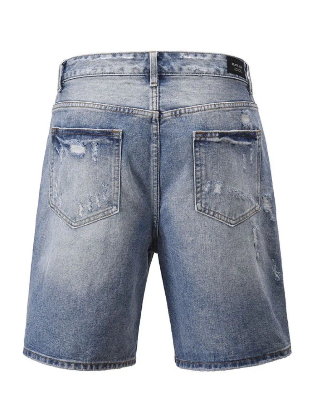 Men's Distressed Denim Bermuda Shorts, image 2
