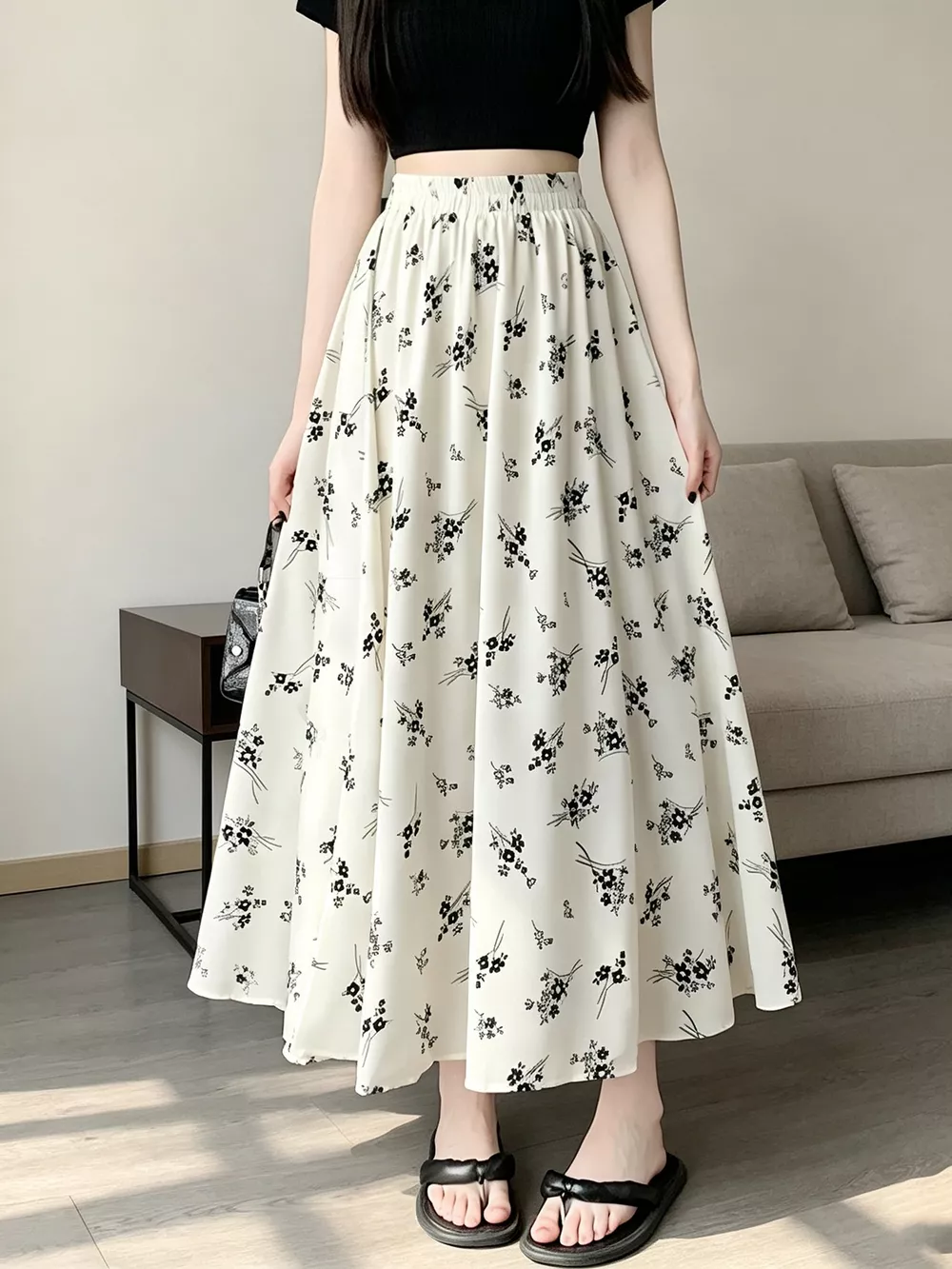 Floral Print A-Line Skirt, image 2