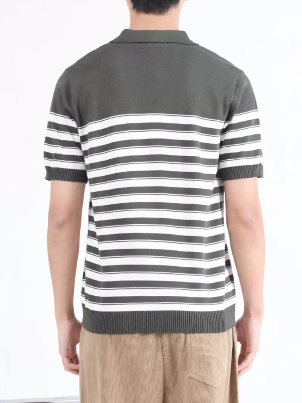 Men's Plus Size Striped Knit Short Sleeve Polo, image 2