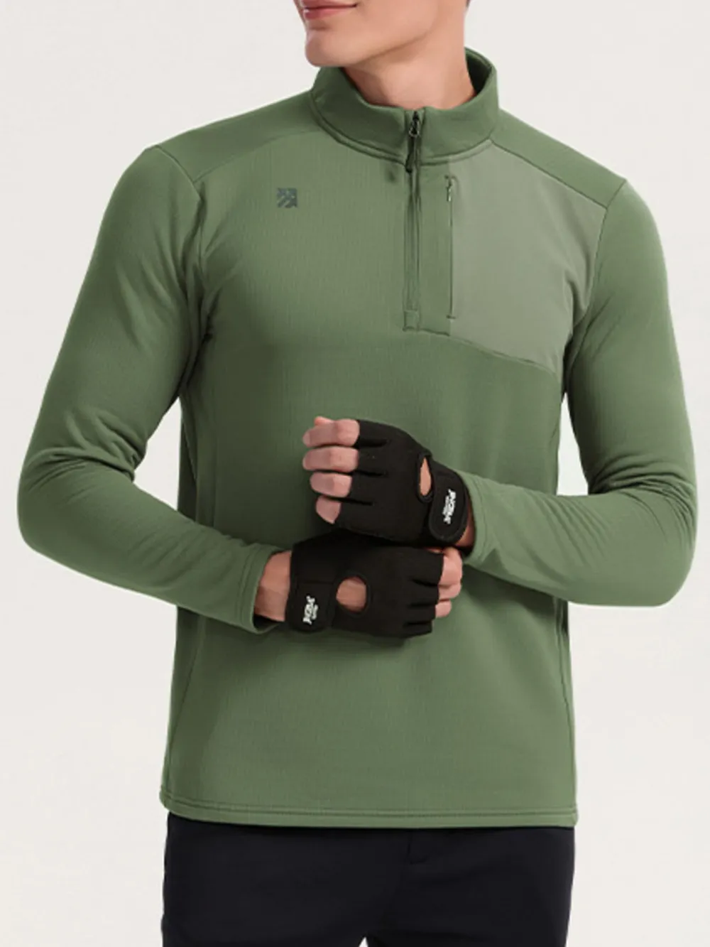 Men's Plus Size Quarter Zip Long Sleeve Top, image 2