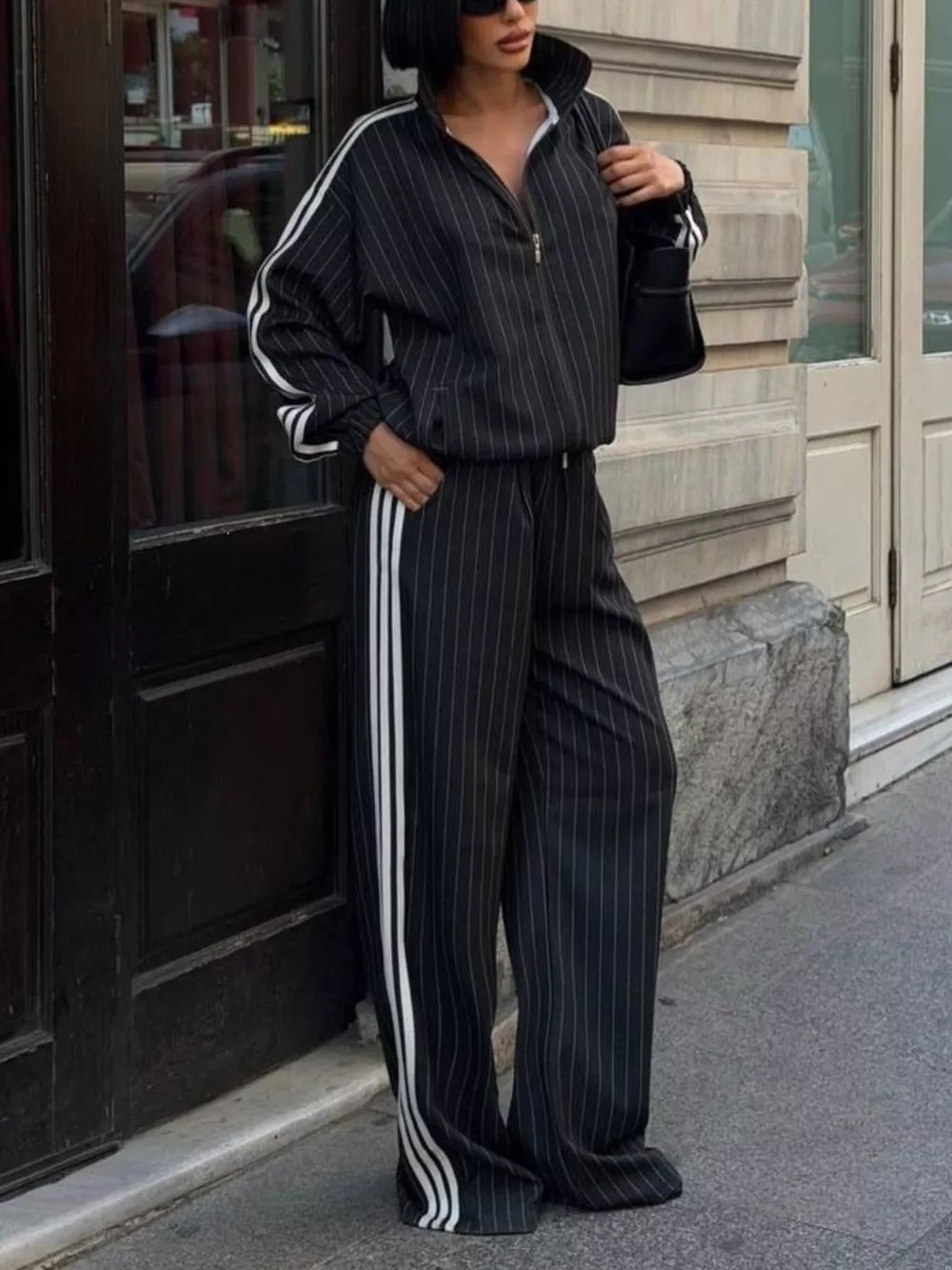 Side Stripe Zip Up Jacket and Pants Set, image 5