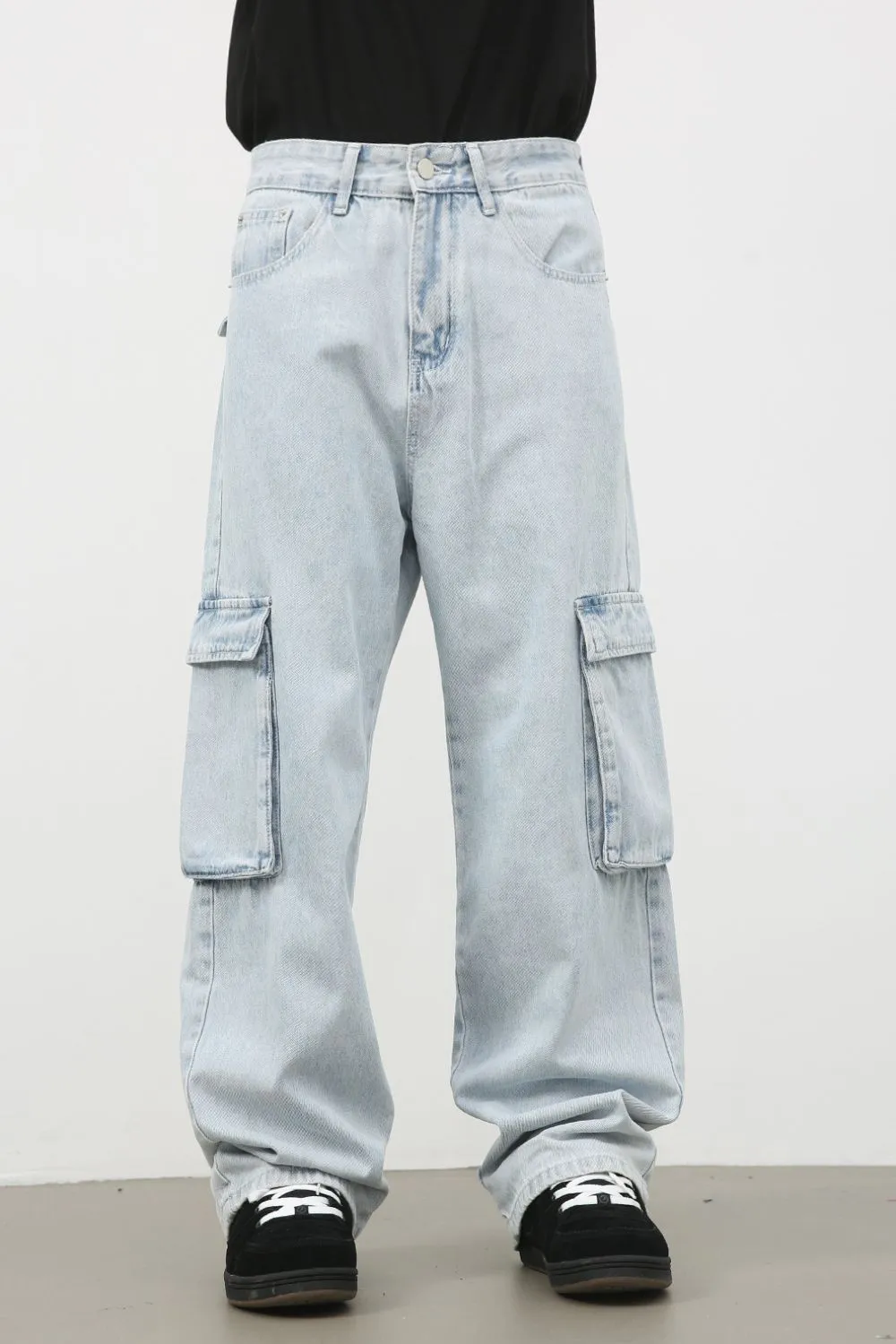 Men's Wide Leg Jeans with Cargo Pockets, image 3