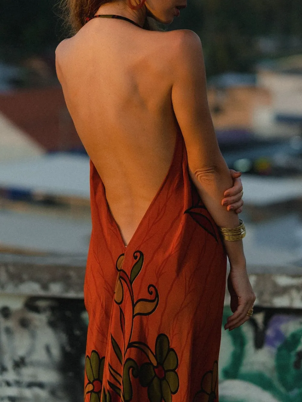 Asymmetrical Hem Printed Halter Neck Dress, image 18