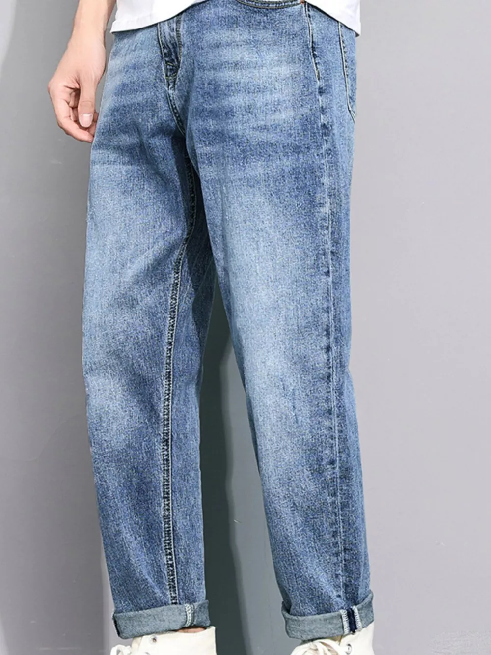 Men's Washed Straight Leg Jeans, image 5