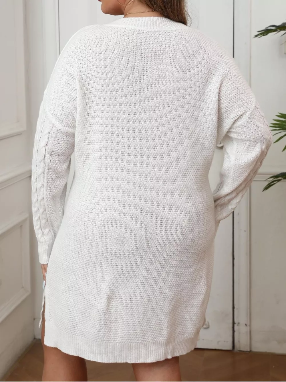 Plus Size Strawberry Cable Knit Sweater Dress, image 6