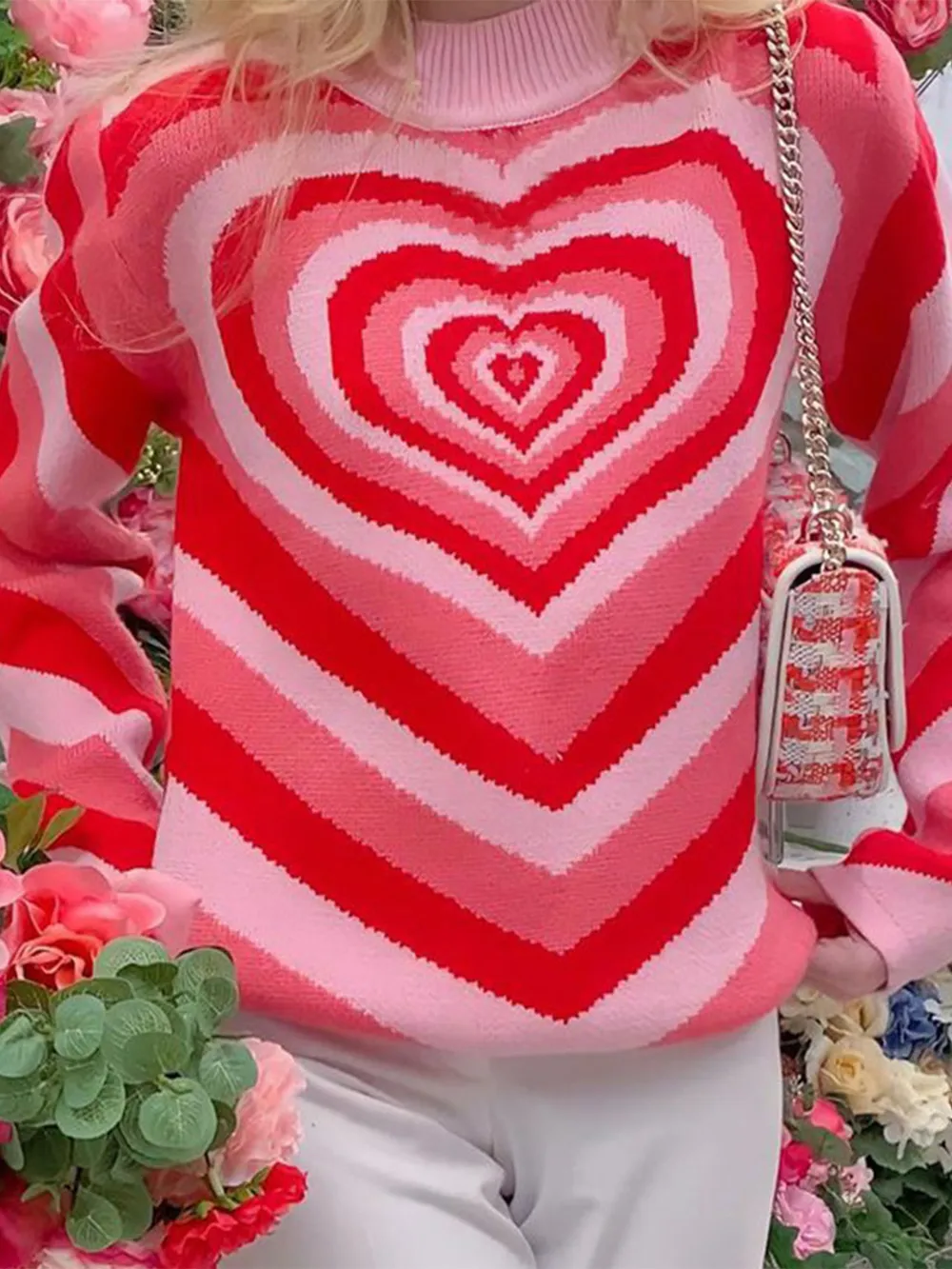 Heart Mock Neck Long Sleeve Sweater, image 8