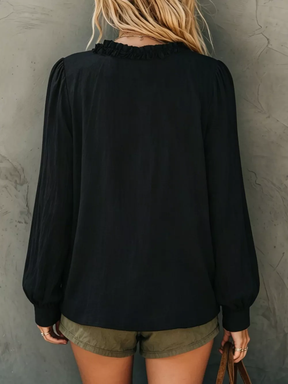 Bohemian Ruffled V-Neck Long Sleeve Blouse, image 4