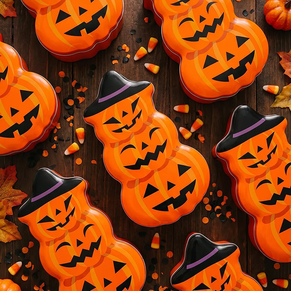 Halloween Jack-O'-Lantern Tin Storage Box, image 4