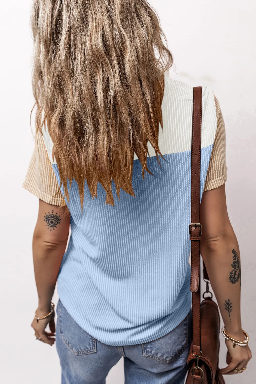 Color Block Round Neck Short Sleeve T-Shirt, image 10