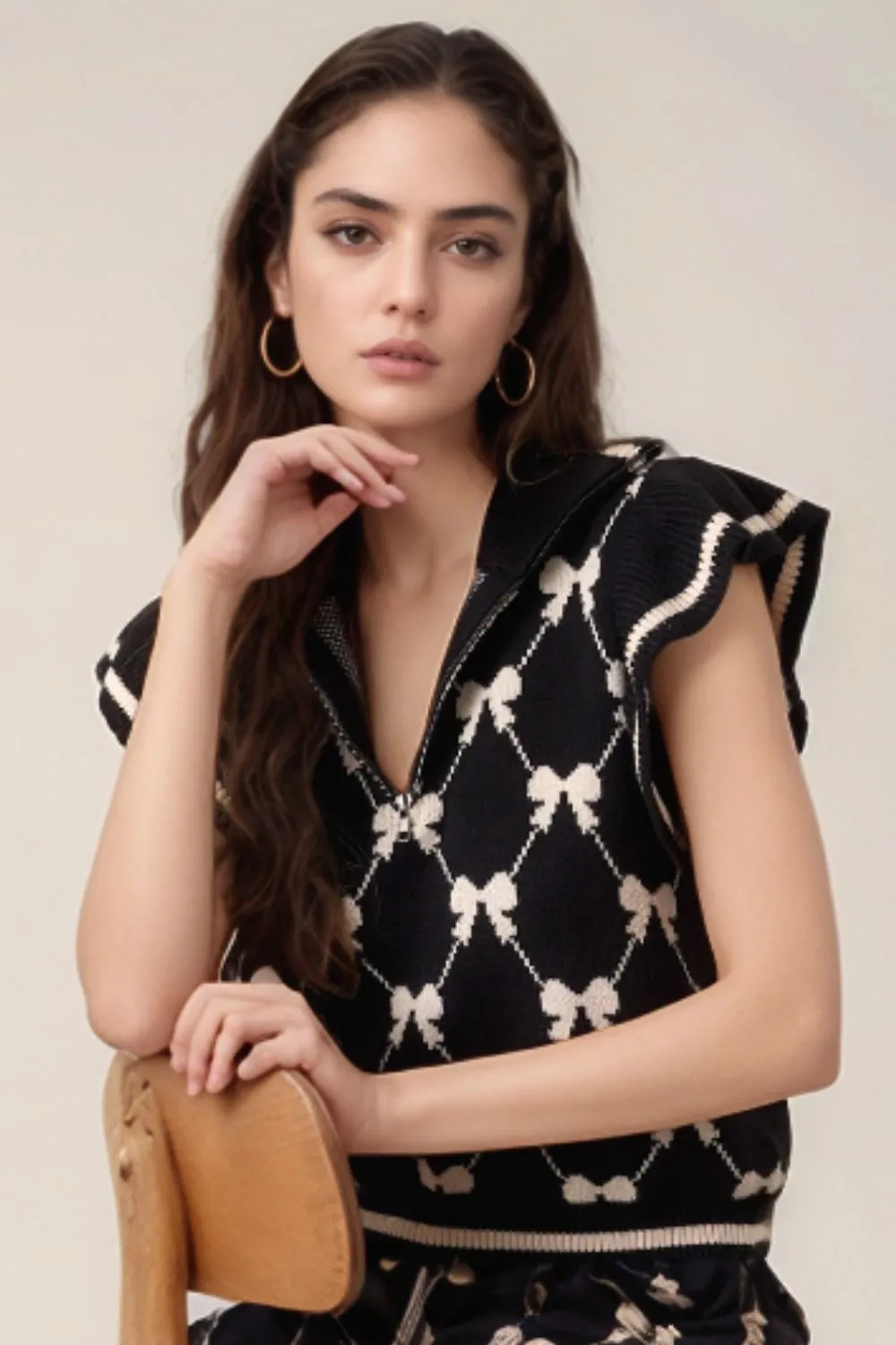 Bow Half Zip Sweater Vest, image 10