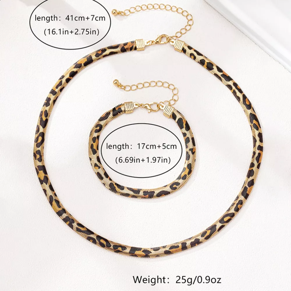 Chunky Leopard Necklace and Bracelet Jewelry Set, image 5