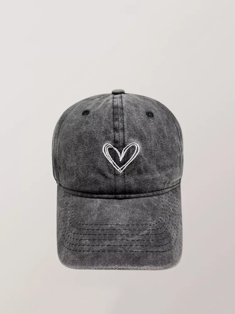 Washed Heart Embroidered Baseball Cap, image 3