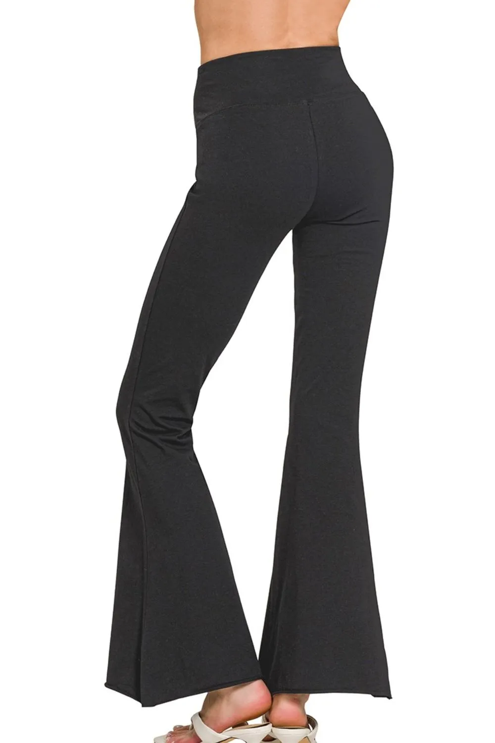 Raw Edge Hem Flare Yoga Pants, image 4